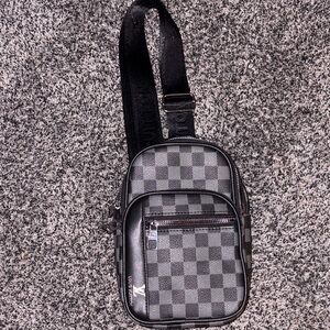 Louis Vuitton Black and Gray Checkered Crossbody Bag.